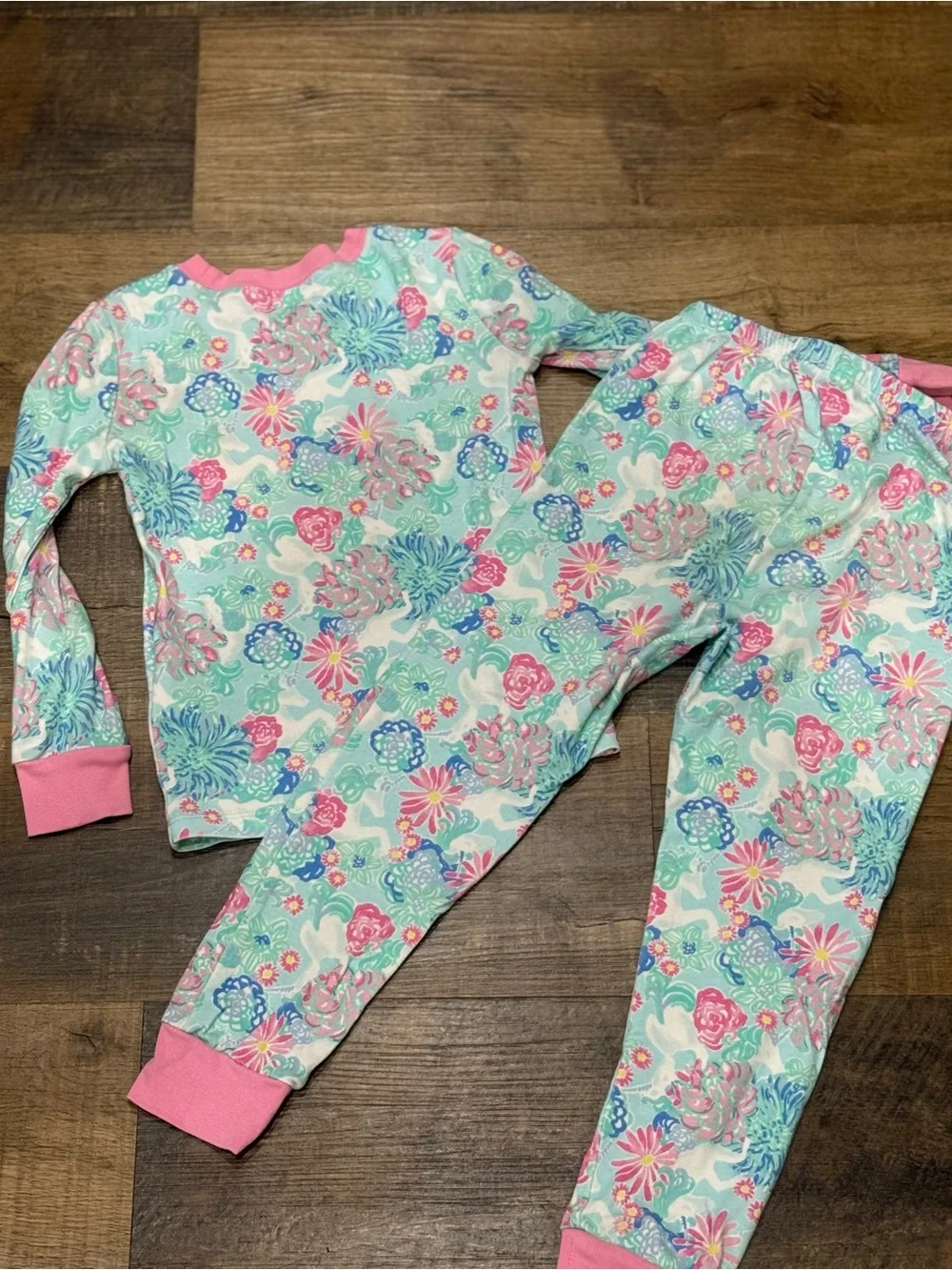 Girls' Lilly Pulitzer Floral Mint & Pink Pajama Set